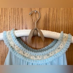 Vintage Tosca Lingerie Nightgown Negligee: Light Blue Chiffon Lace Trim-Med.